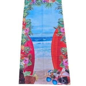 Tropical Luau Beach Party Backdrop Door Banner Surfboard Hibiscus Photo Booth